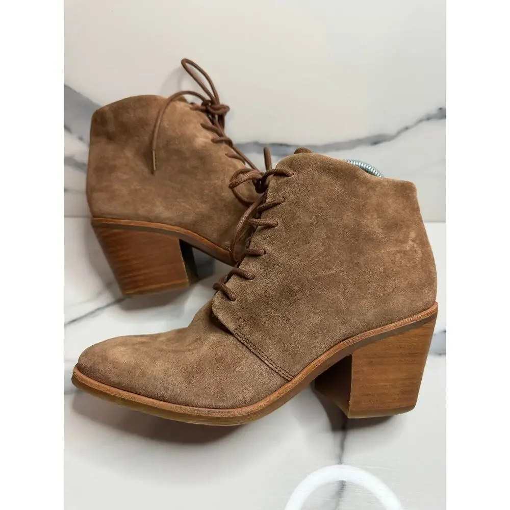 Sofft Women's Brown Suede Lace-Up Corlea Boots Sz 7.5 Zipper Victorian Witchcore